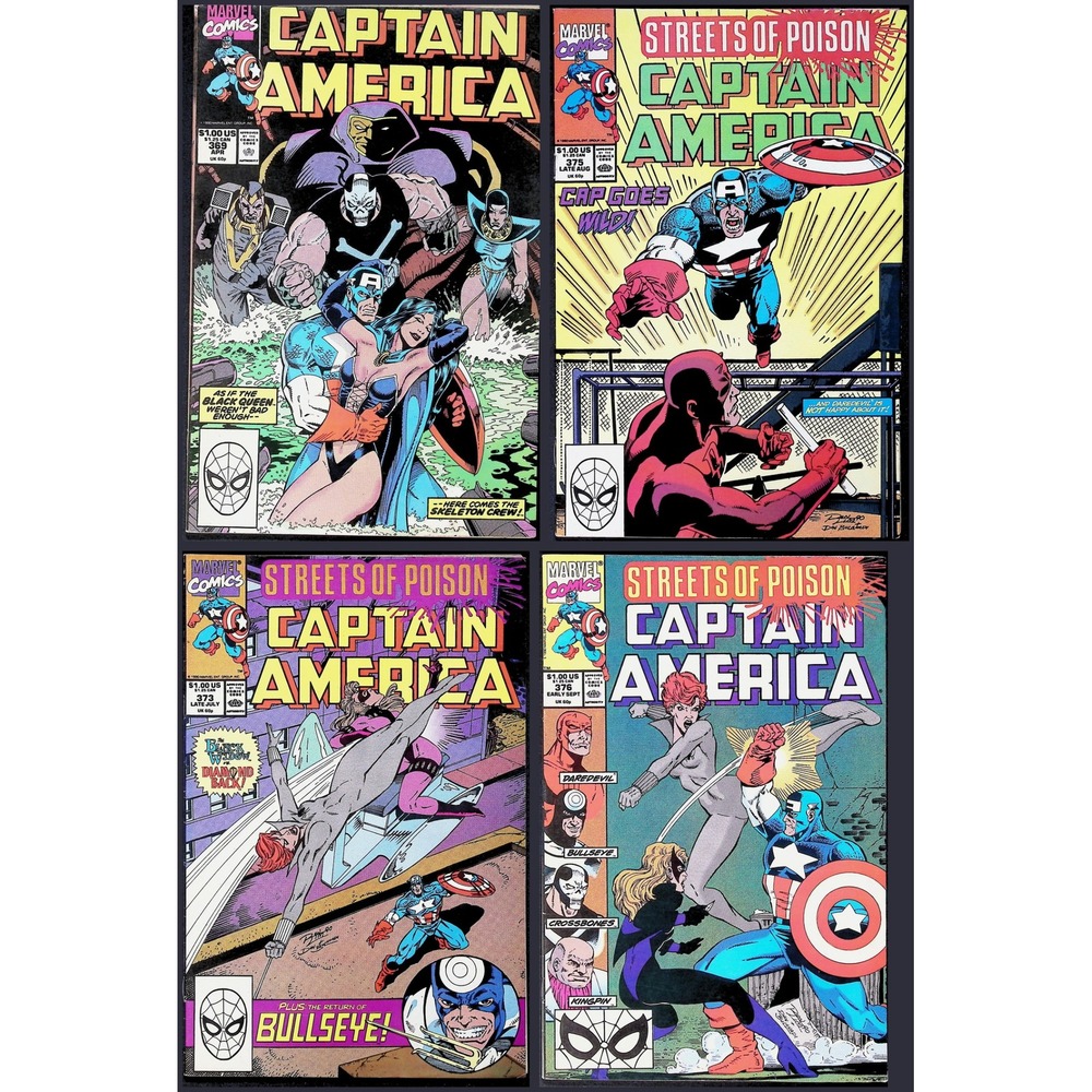 Captain America 4X‎ Comic Lot #369 373 375 376 Skeleton Crew Marvel